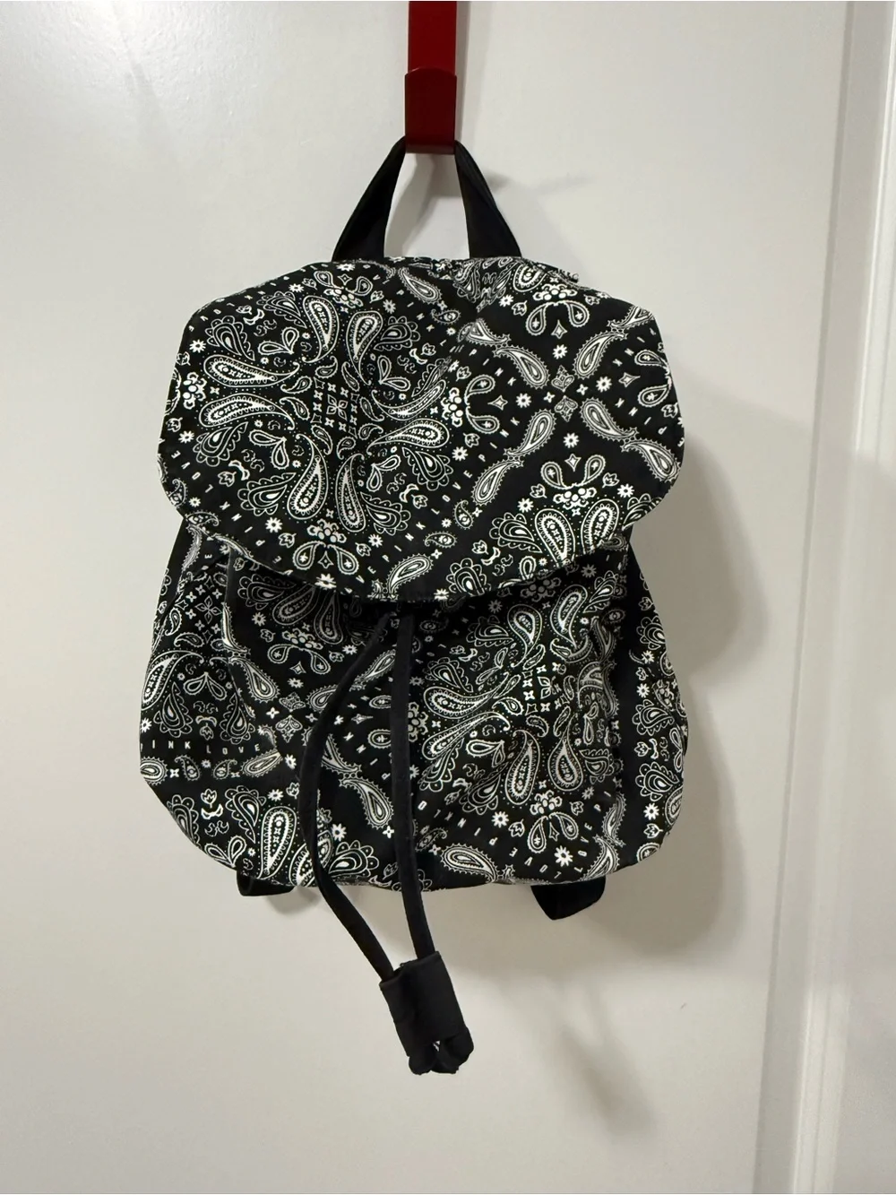 Pink Victoria’s Secret Black Paisley Drawstring Backpack - Casual Women’s Bag